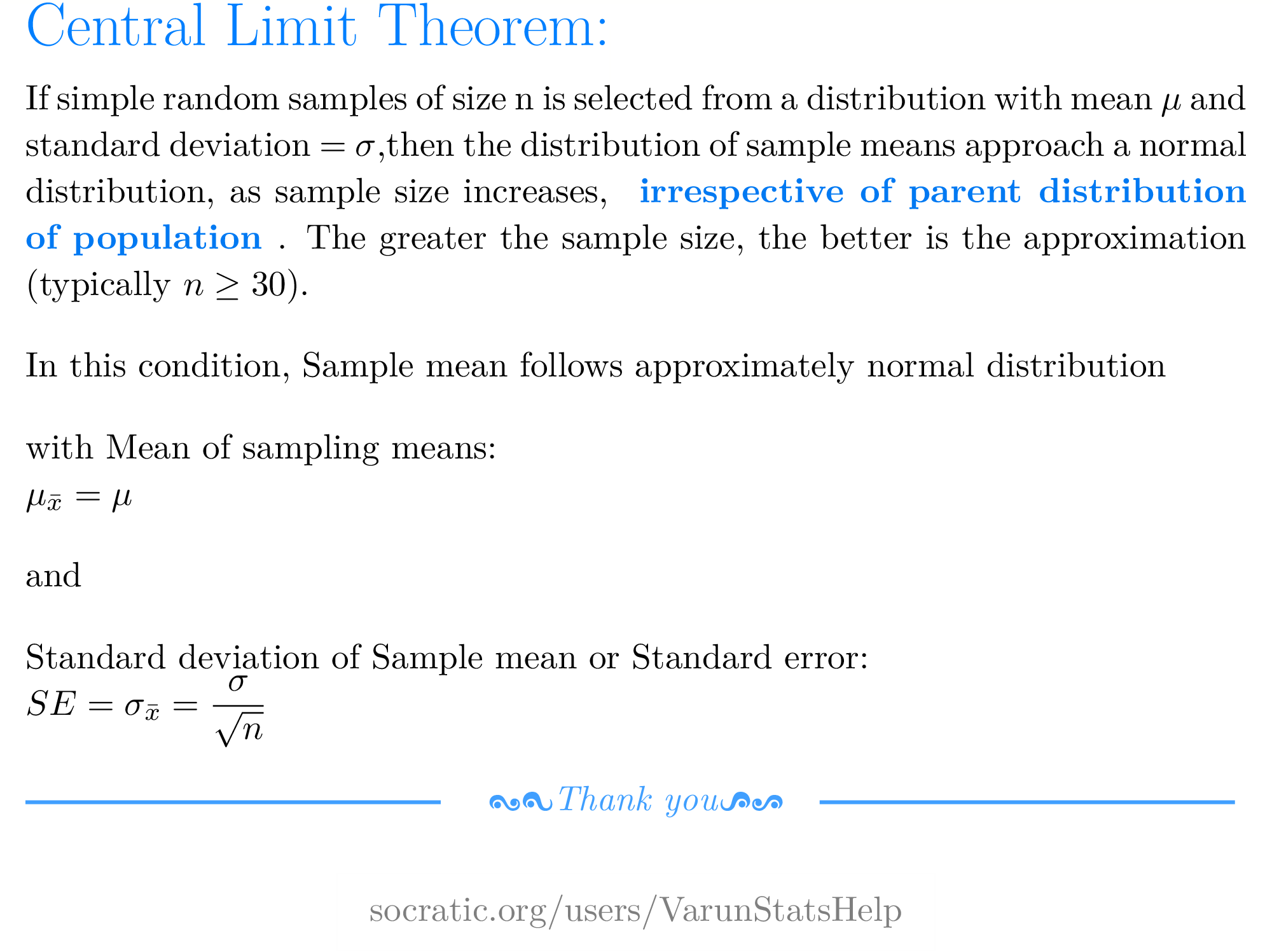 Central Limit Theorem 3 Conditions